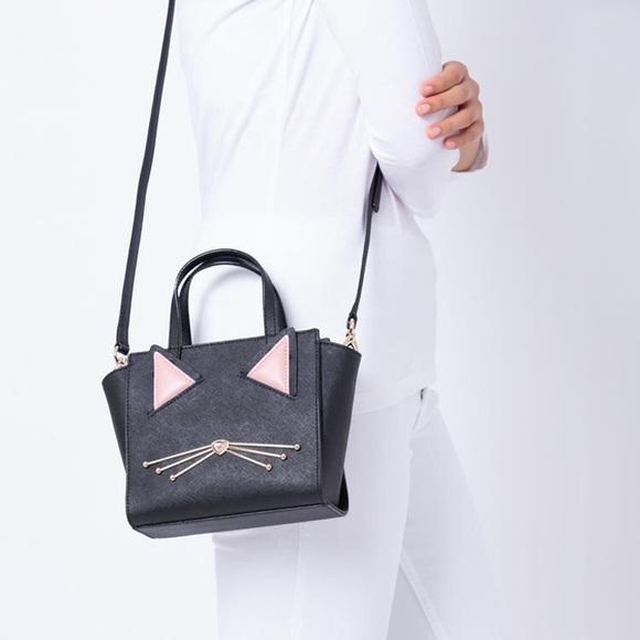 kate spade Handbags - NWT KATE SPADE Small Black Cat Mini Hayden Purse
